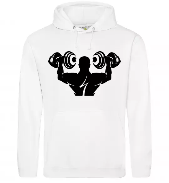 Чоловіча толстовка (худі) Культурист Білий фото