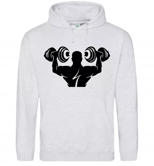 Чоловіча толстовка (худі) Культурист Сірий меланж фото