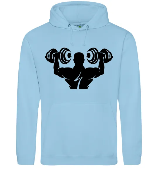 Мужская толстовка (худи) Культурист Голубой фото