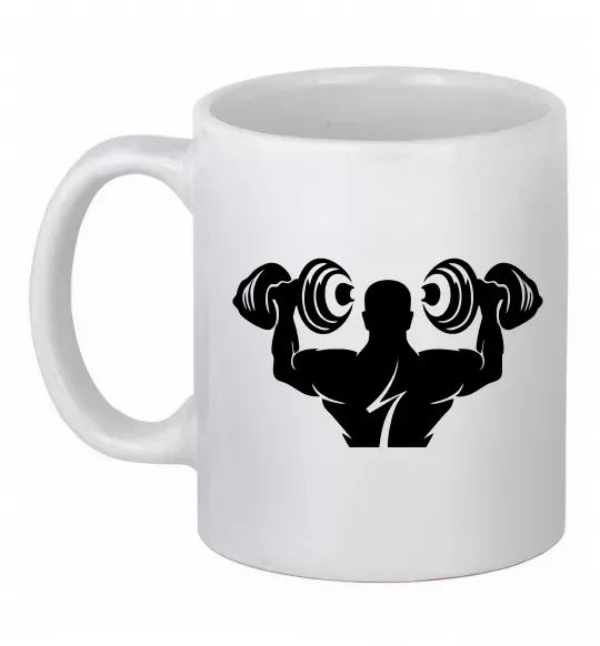 Чашка керамическая Культурист Белый фото