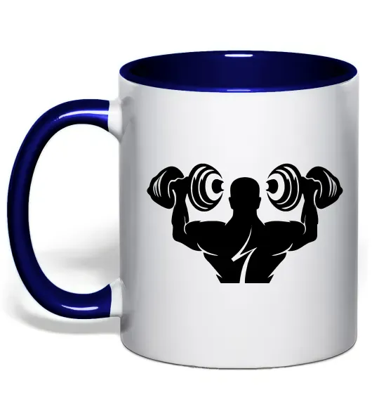 Чашка з кольоровою ручкою Культурист Глибокий темно-синій фото