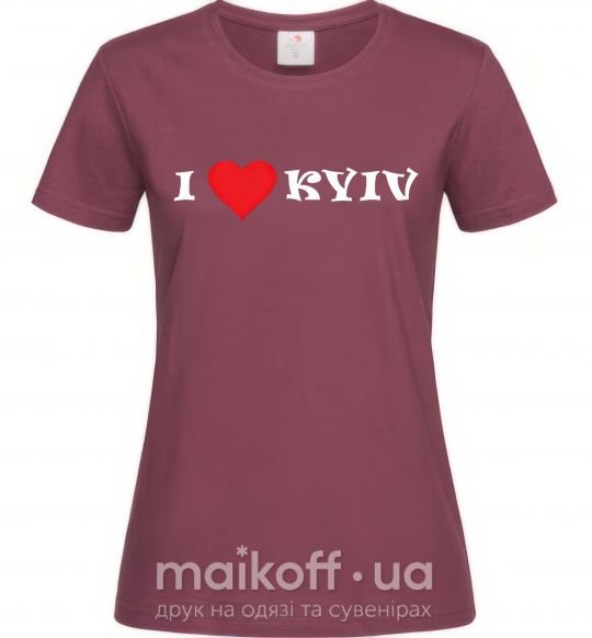 Жіноча футболка I love Kyiv Бордовий фото