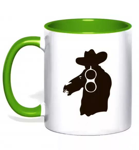 Чашка з кольоровою ручкою Мисливець Зелений фото