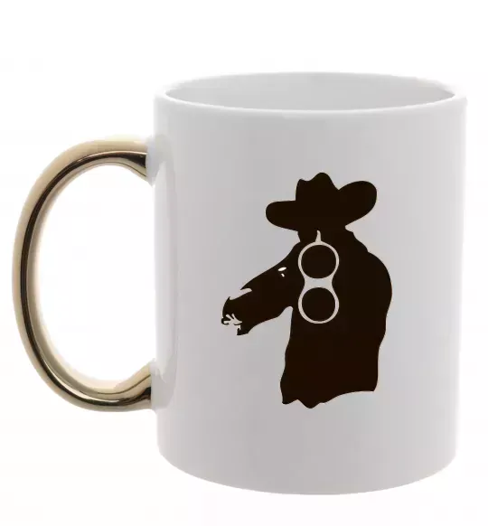 Чашка з кольоровою ручкою Мисливець Золото фото