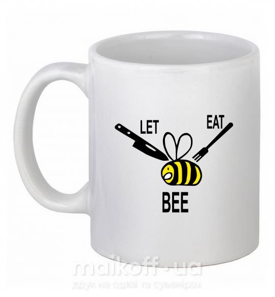 Чашка керамическая LET EAT BEE Белый фото