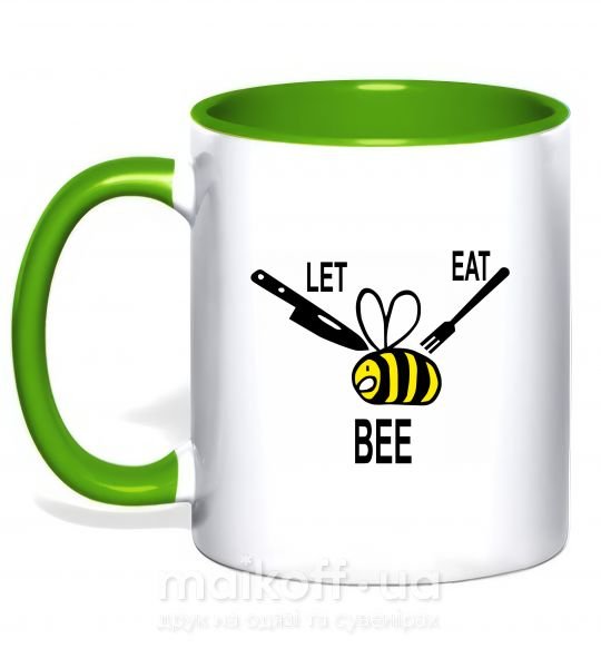 Чашка с цветной ручкой LET EAT BEE Зеленый фото
