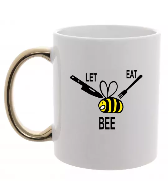 Чашка с цветной ручкой LET EAT BEE Золото фото