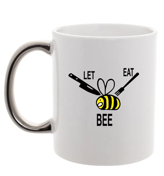 Чашка с цветной ручкой LET EAT BEE Серебро фото