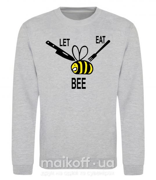 Свитшот LET EAT BEE Серый меланж фото