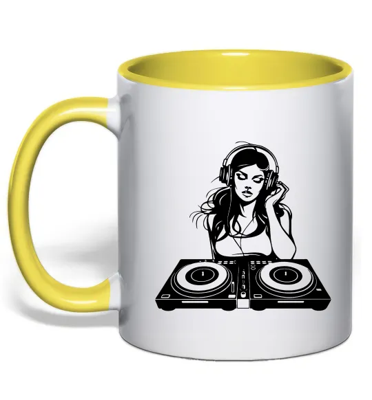Чашка с цветной ручкой DJ GIRL Солнечно желтый фото