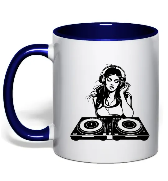 Чашка с цветной ручкой DJ GIRL Глубокий темно-синий фото