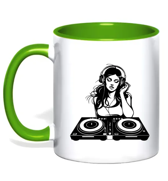 Чашка з кольоровою ручкою DJ GIRL Лаймовий фото