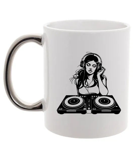 Чашка с цветной ручкой DJ GIRL Серебро фото