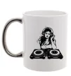 Чашка с цветной ручкой DJ GIRL Серебро фото