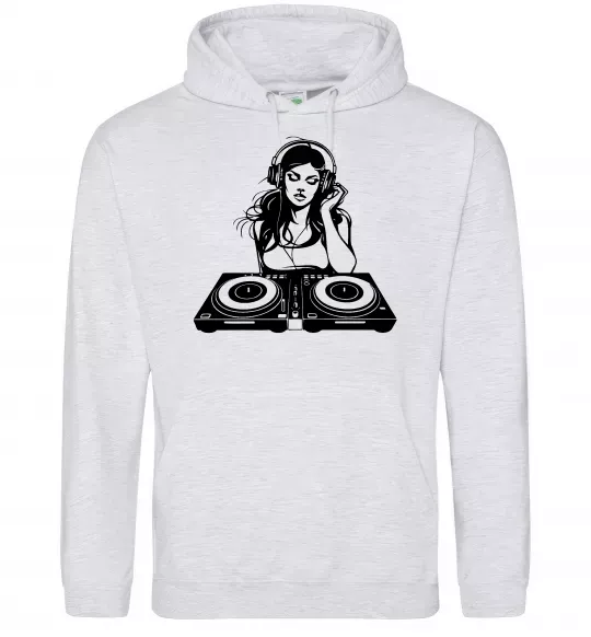 Мужская толстовка (худи) DJ GIRL Серый меланж фото
