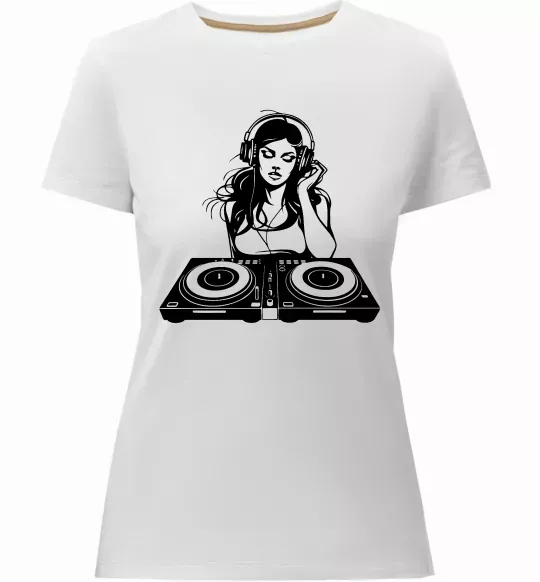Женская премиум футболка DJ GIRL Белый фото