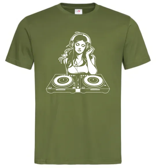 Мужская футболка DJ GIRL Оливковый фото