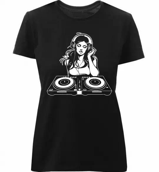 Женская премиум футболка DJ GIRL Черный фото