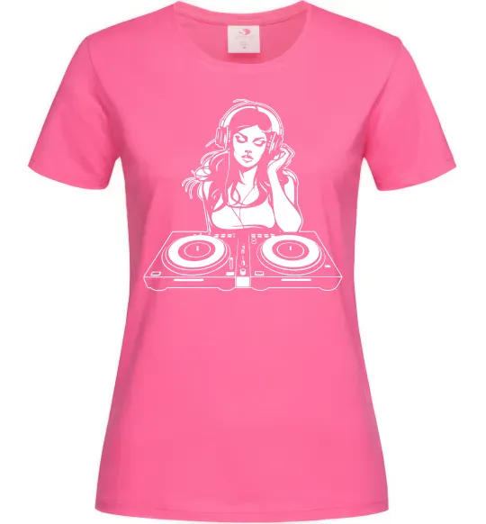 Жіноча футболка DJ GIRL Яскраво-рожевий фото