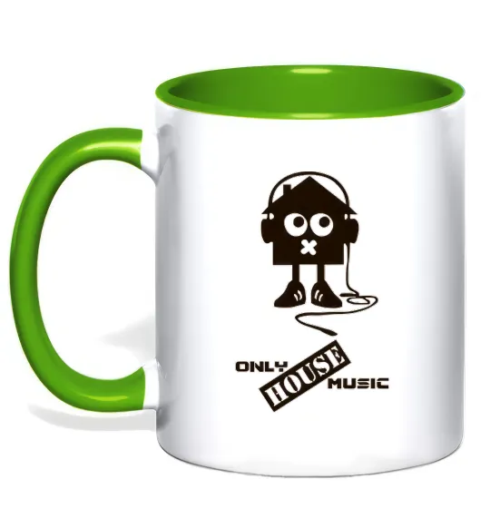 Чашка с цветной ручкой ONLY HOUSE MUSIC Лаймовый фото