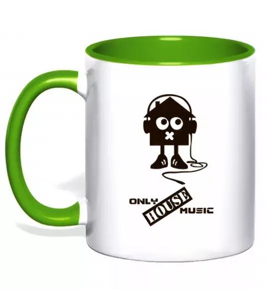 Чашка с цветной ручкой ONLY HOUSE MUSIC Зеленый фото