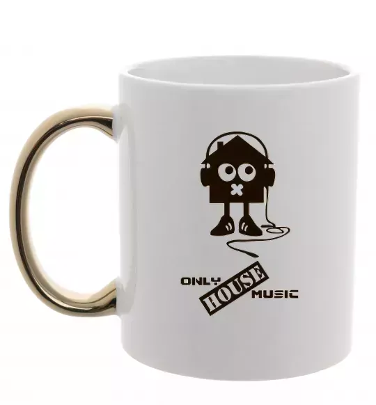 Чашка с цветной ручкой ONLY HOUSE MUSIC Золото фото