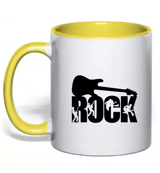 Чашка с цветной ручкой ROCK з гітарою Солнечно желтый фото