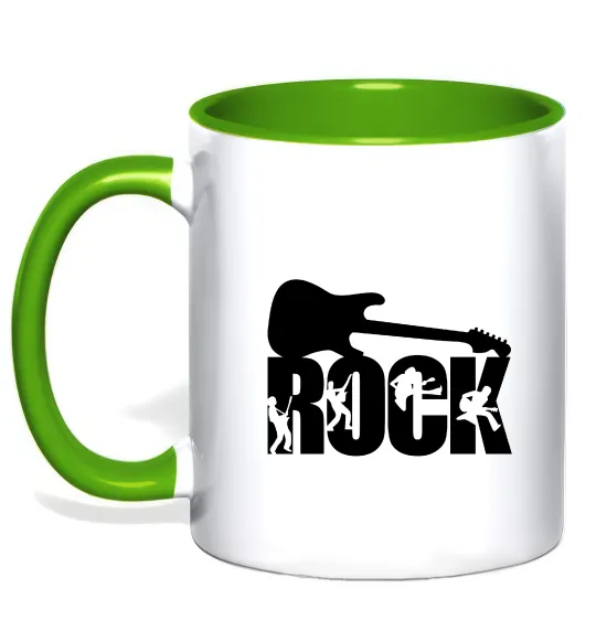 Чашка с цветной ручкой ROCK з гітарою Лаймовый фото