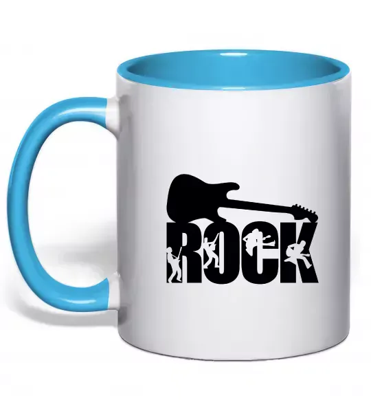 Чашка с цветной ручкой ROCK з гітарою Голубой фото
