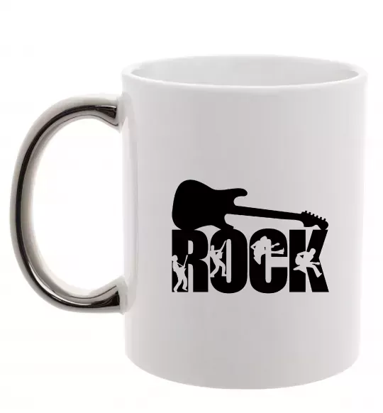 Чашка с цветной ручкой ROCK з гітарою Серебро фото