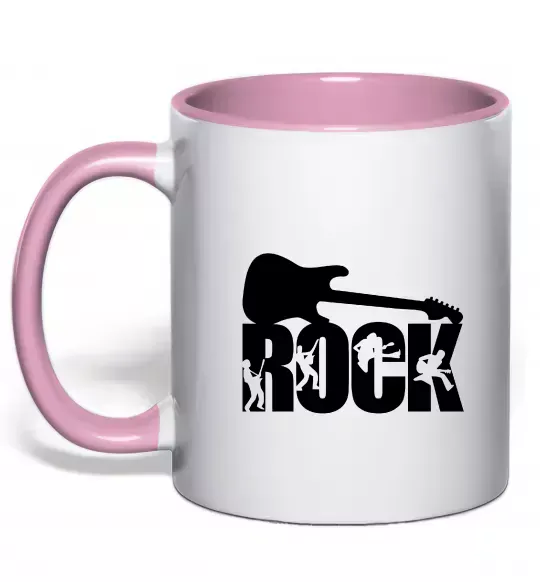 Чашка с цветной ручкой ROCK з гітарою Нежно розовый фото
