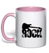 Чашка с цветной ручкой ROCK з гітарою Нежно розовый фото