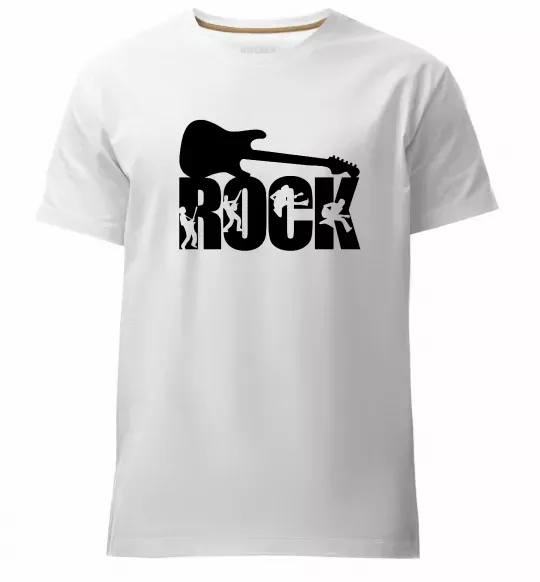 Мужская премиум футболка ROCK з гітарою Белый фото