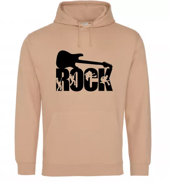 Чоловіча толстовка (худі) ROCK з гітарою Пісочний фото