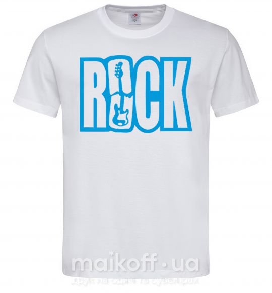 Мужская футболка ROCK с гитарой Белый фото