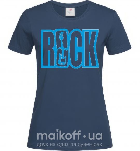 Женская футболка ROCK с гитарой Темно-синий фото