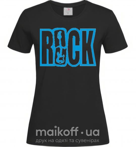Женская футболка ROCK с гитарой Черный фото