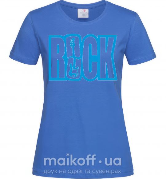 Женская футболка ROCK с гитарой Ярко-синий фото