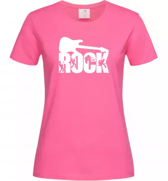 Женская футболка ROCK з гітарою Ярко-розовый фото