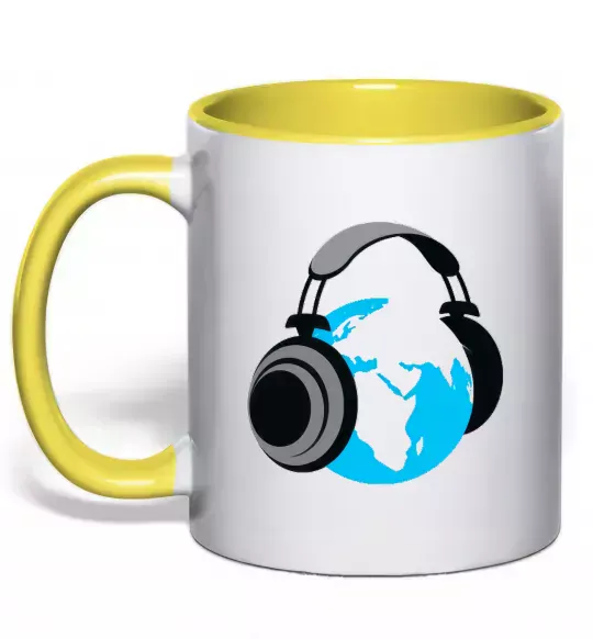 Чашка з кольоровою ручкою MUSIC EARTH Сонячно жовтий фото