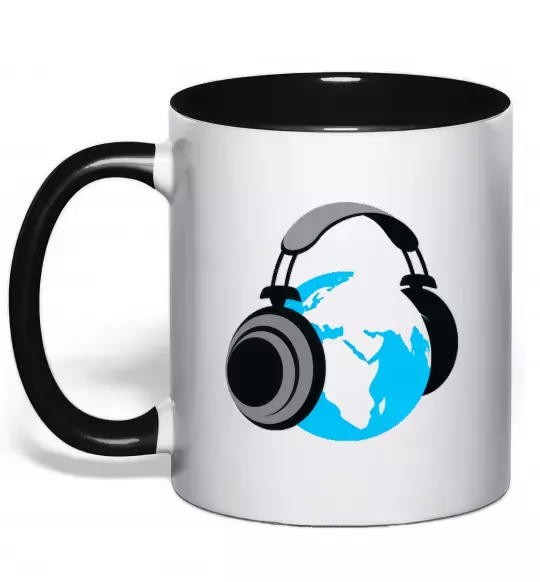 Чашка з кольоровою ручкою MUSIC EARTH Чорний фото