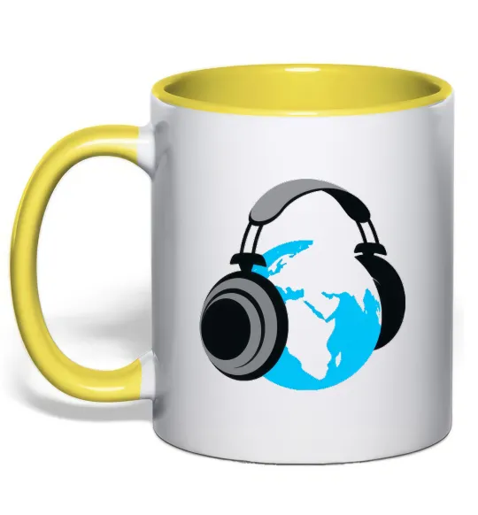 Чашка з кольоровою ручкою MUSIC EARTH Лимонний фото