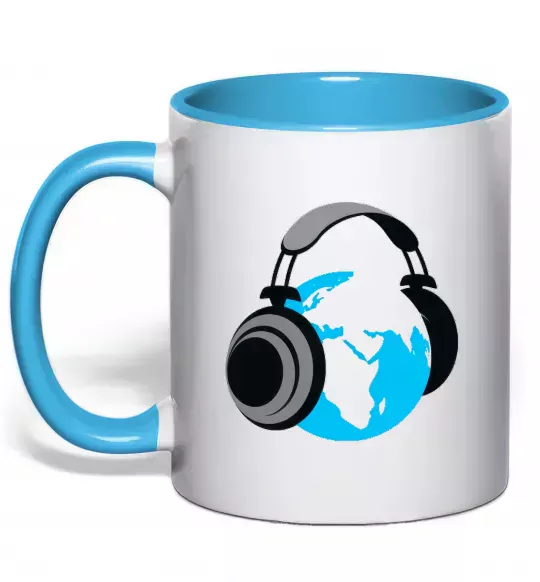 Чашка з кольоровою ручкою MUSIC EARTH Блакитний фото