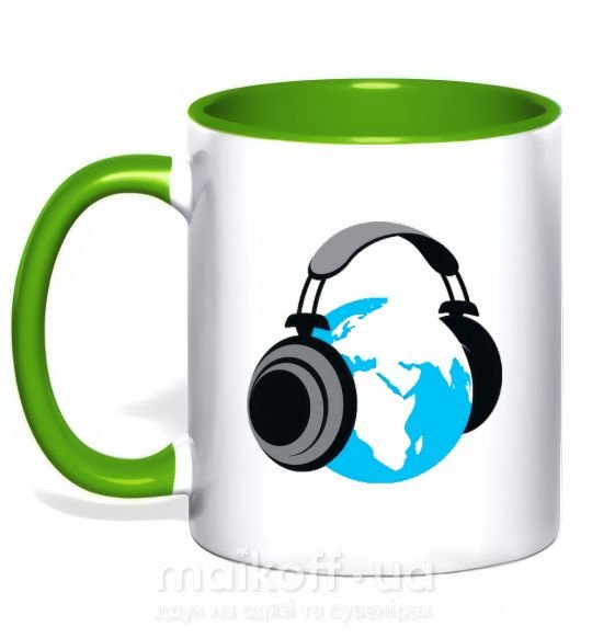 Чашка с цветной ручкой MUSIC EARTH Зеленый фото