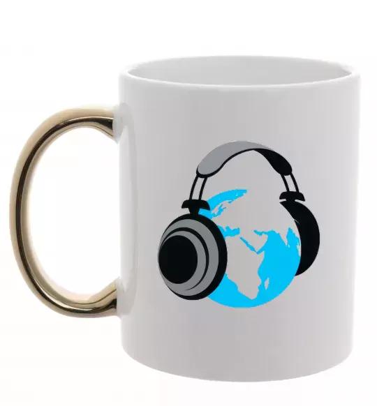 Чашка з кольоровою ручкою MUSIC EARTH Золото фото