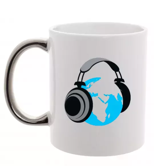 Чашка з кольоровою ручкою MUSIC EARTH Срібло фото