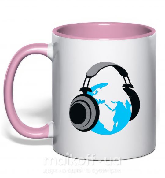 Чашка з кольоровою ручкою MUSIC EARTH Ніжно рожевий фото