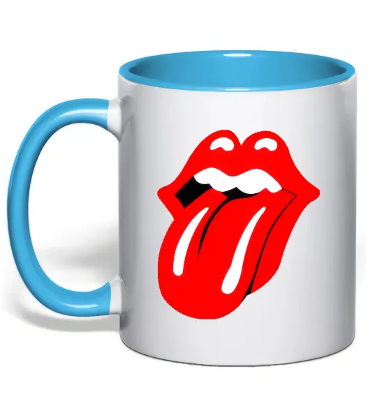 Чашка с цветной ручкой ROLLING STONES Голубой фото