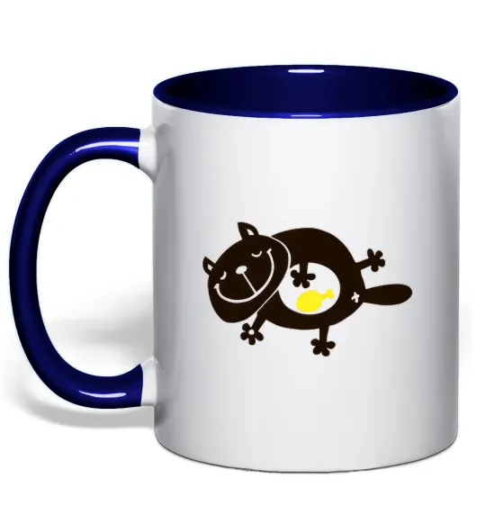 Чашка з кольоровою ручкою HAPPY FAT CAT Глибокий темно-синій фото