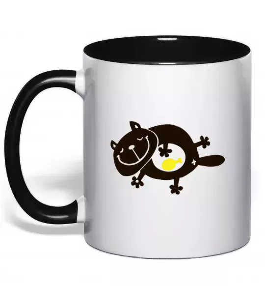 Чашка з кольоровою ручкою HAPPY FAT CAT Чорний фото